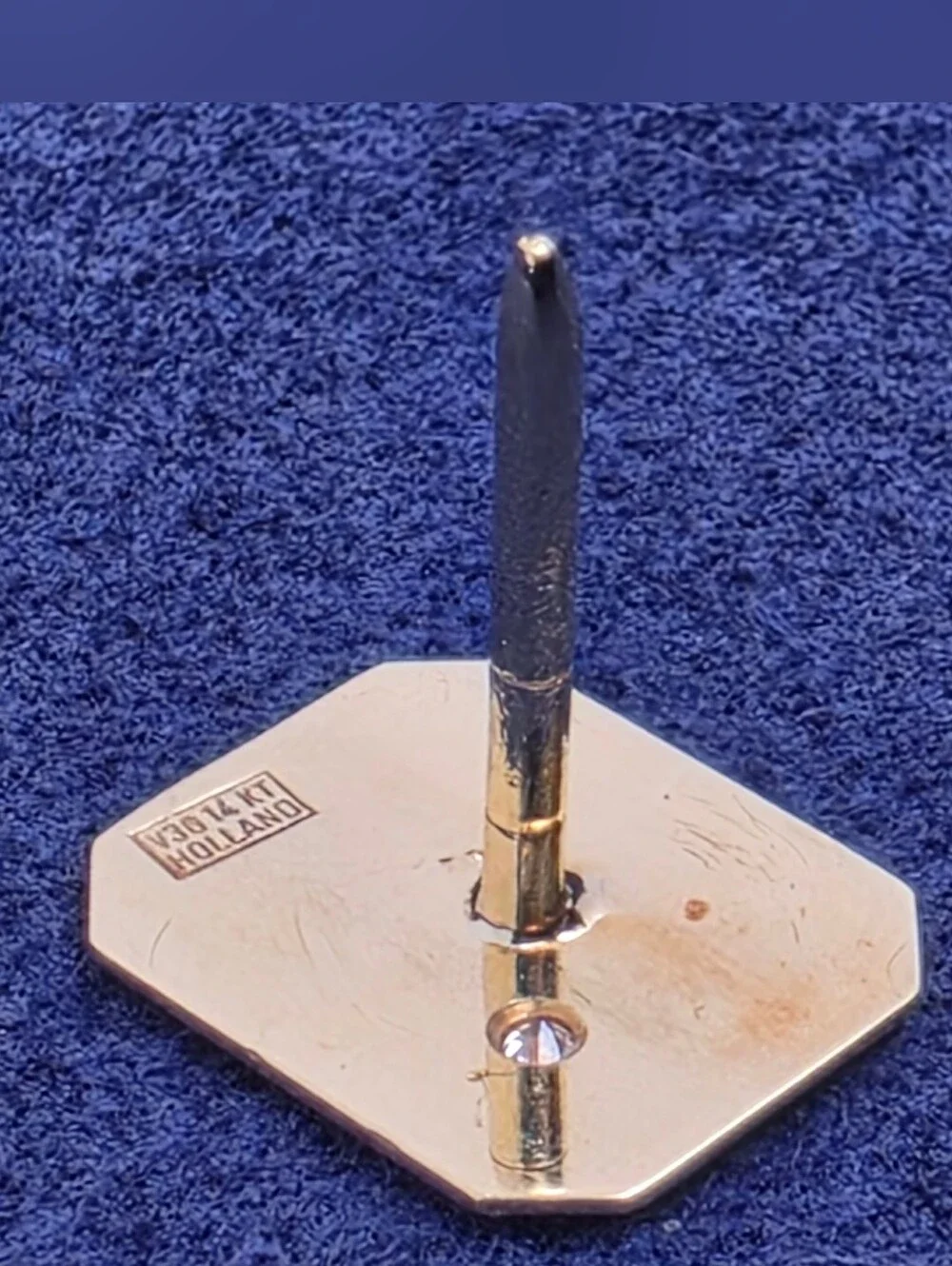 Vintage Holland's Jewelry 14k Yellow Gold Diamond Starburst Tie Tack Shirt Stud